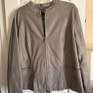 Alfani XL Wall Street Gray Faux Leather Zip Jacket